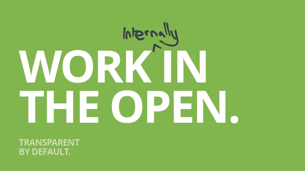 Slide 29: Work (internally) in the open